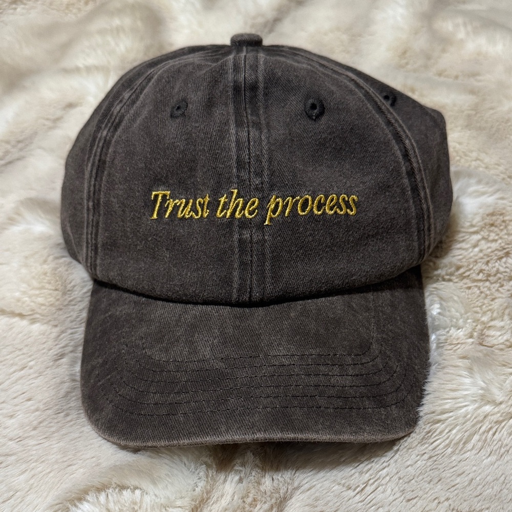 Brown Cap with Yellow Embroidery